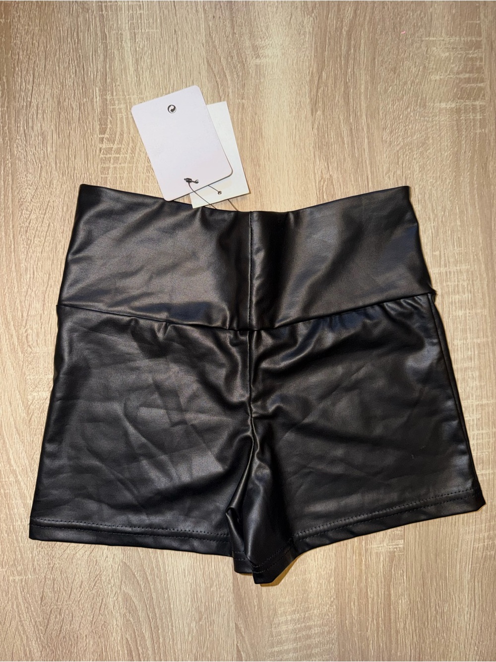 Black Faux Leather High Waisted Shorts